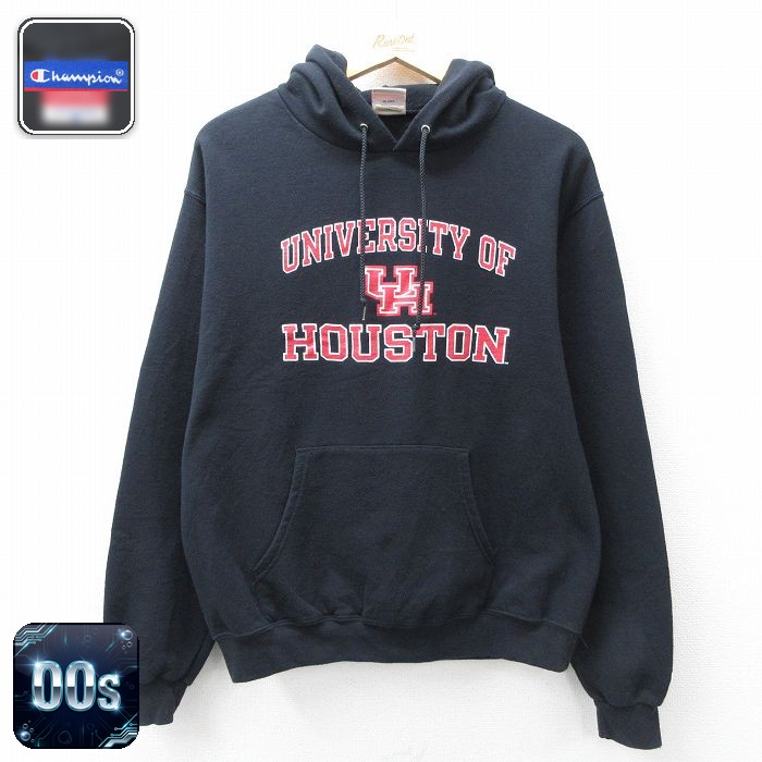 【20%OFF】チャンピオン 00s 長袖スウェットパーカー HOUSTON ブラック メンズM相当 | 古着