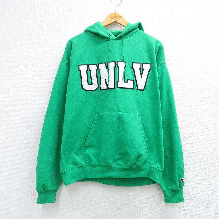 チャンピオン 00s 長袖スウェットパーカー UNLV グリーン L | 古着