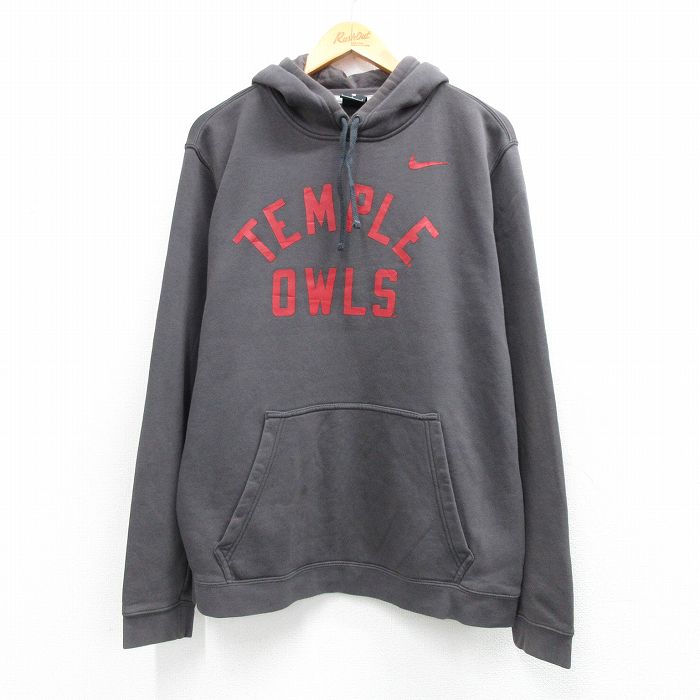 ナイキ 長袖スウェットパーカー TEMPLE OWLS グレー メンズL相当 | 古着