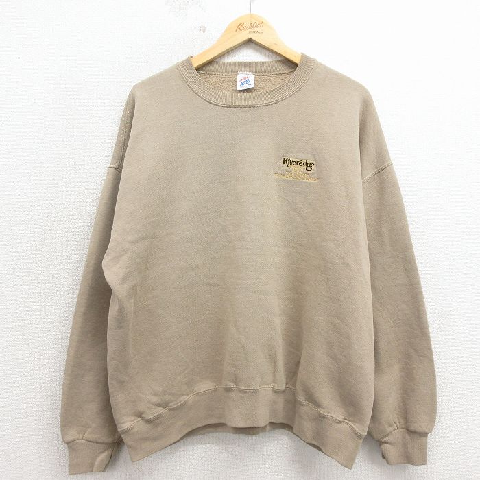 XL★古着 ジャージーズ 長袖 スウェット メンズ 90年代 90s Riveredge クルーネック USA製 ベージュ 26apr15