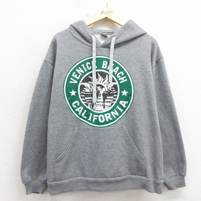 XL★古着 長袖 スウェット パーカー メンズ 00年代 00s ベンスビーチ USA製 グレー 霜降り 26apr15