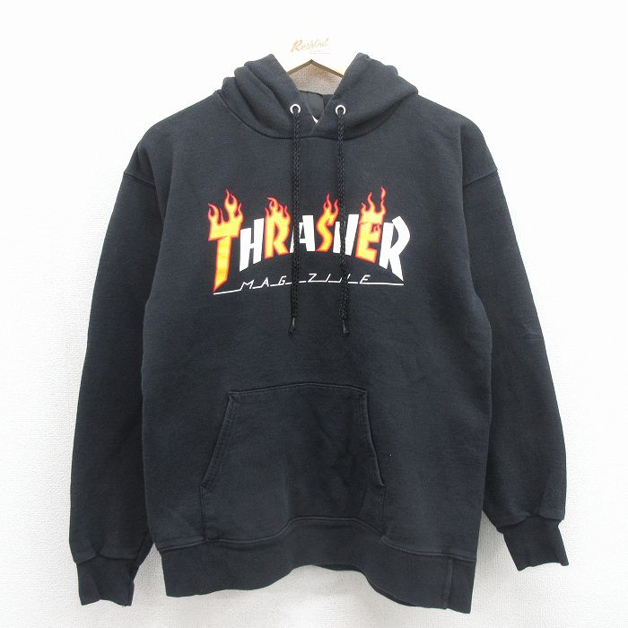 スラッシャー 長袖パーカー ビッグロゴ ブラック M | 古着