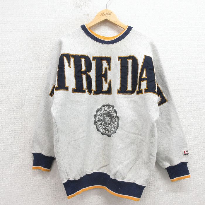 ノートルダム 90s 長袖スウェット 刺繍 グレー L | 古着