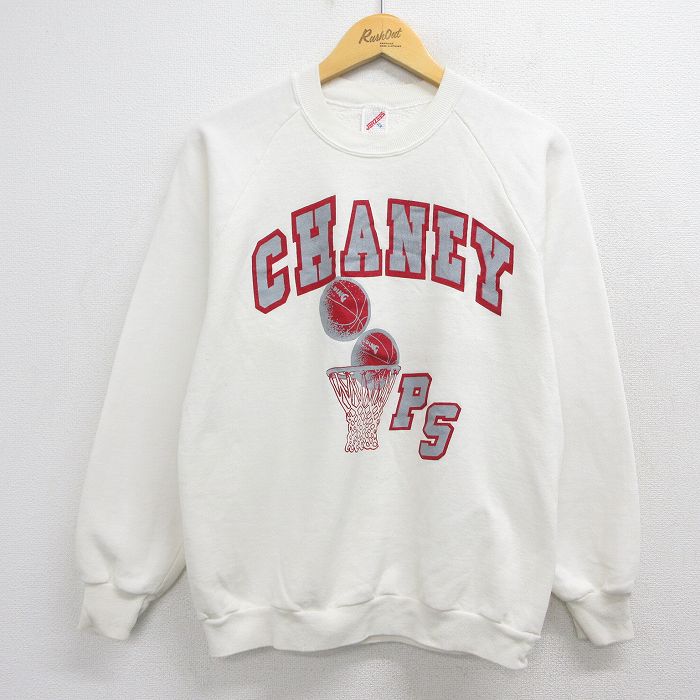 80s ラグランスウェット CHANEY バスケットボール ホワイト M | 古着