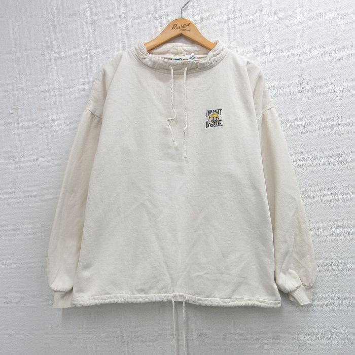 XL★古着 WEK 長袖 トップス メンズ 90年代 90s ソルティドッグカフェ 大きいサイズ コットン USA製 ベージュ 生成り特有の繊維の色が出ています【spe】 26may18