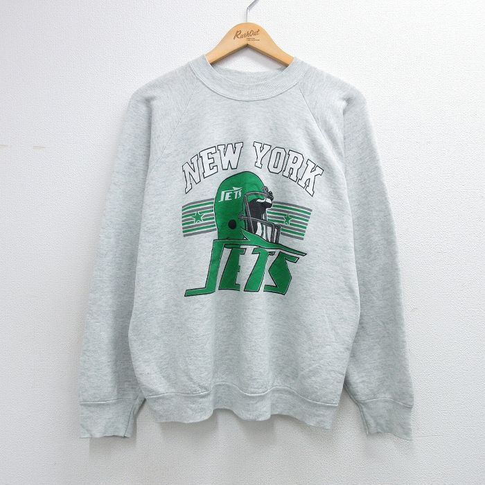フルーツオブザルーム 90s 長袖スウェット NFLニューヨークジェッツ グレー L | 古着