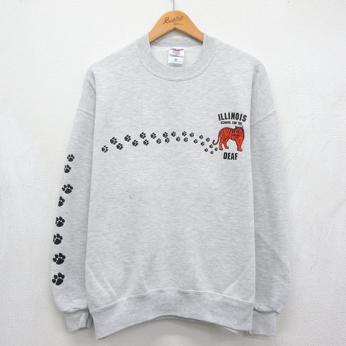 90s 長袖スウェット 足跡 グレー メンズXL相当 | 古着