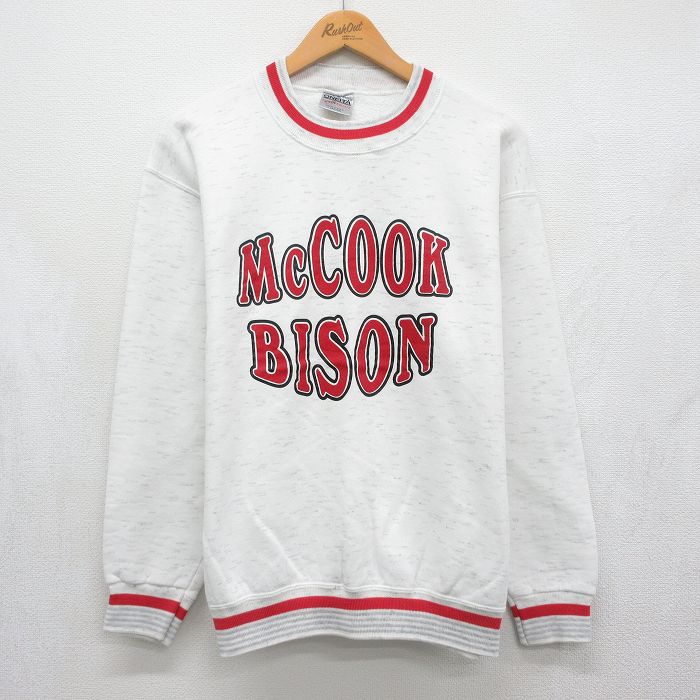 オニータ 90s 長袖スウェット MCCOOK 霜降りホワイト メンズL相当 | 古着