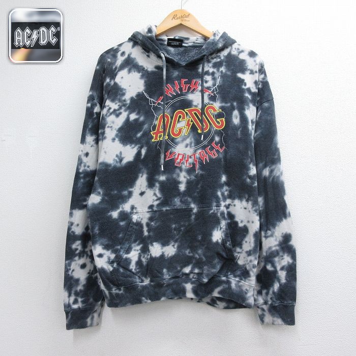 AC/DC 長袖スウェットパーカー タイダイ ネイビー メンズXL相当 | 古着