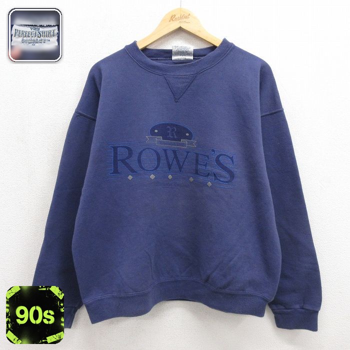 長袖 スウェット 90s ROWES クルーネック ネイビー メンズXL相当 | 古着