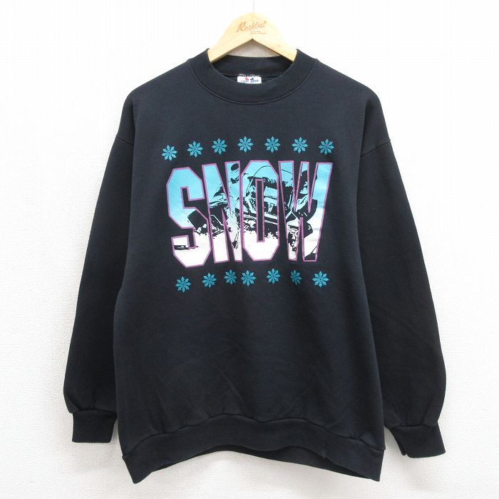 80s 長袖スウェット スノーモービル ブラック メンズM相当 | 古着