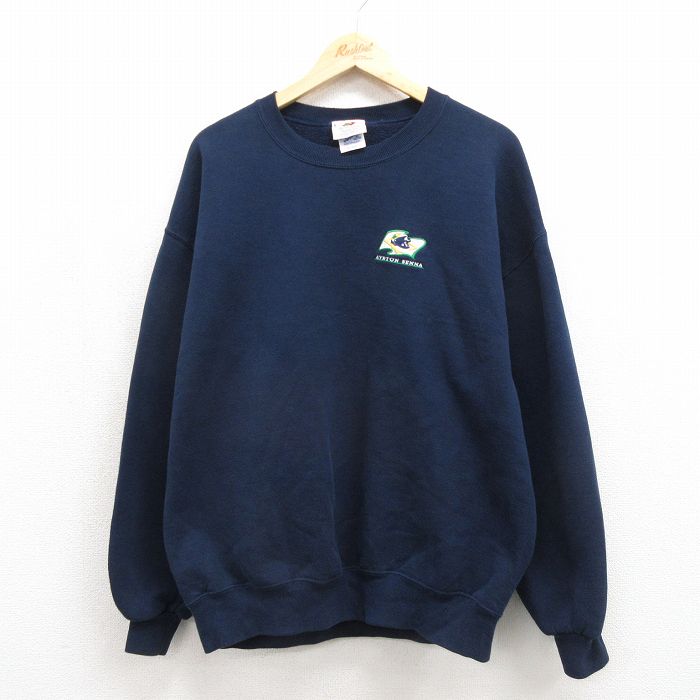 アイルトンセナ 90s 長袖スウェット ネイビー メンズXL相当 | 古着