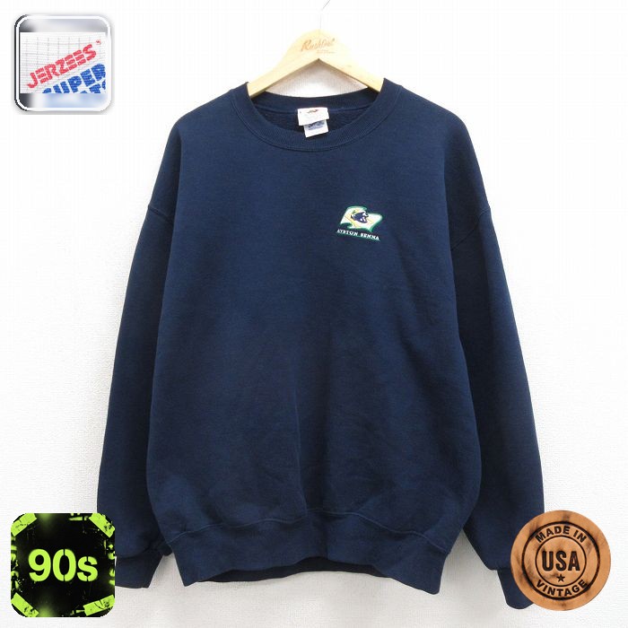 アイルトンセナ 90s 長袖スウェット ネイビー メンズXL相当 | 古着