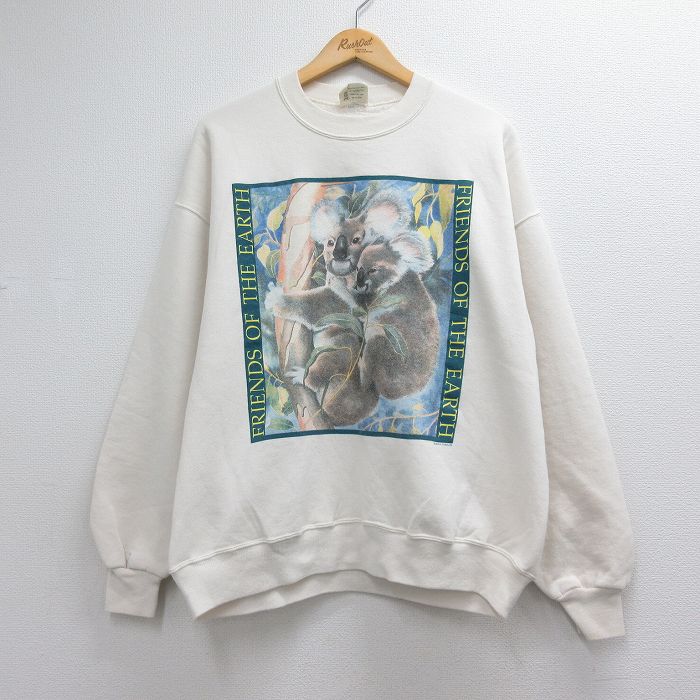 90s 長袖スウェット コアラ ベージュ メンズXL相当 | 古着
