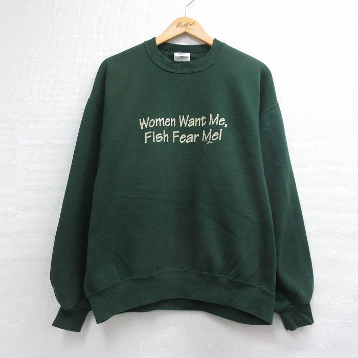 ジャージーズ 90s 長袖スウェット メッセージ グリーン メンズL相当 | 古着