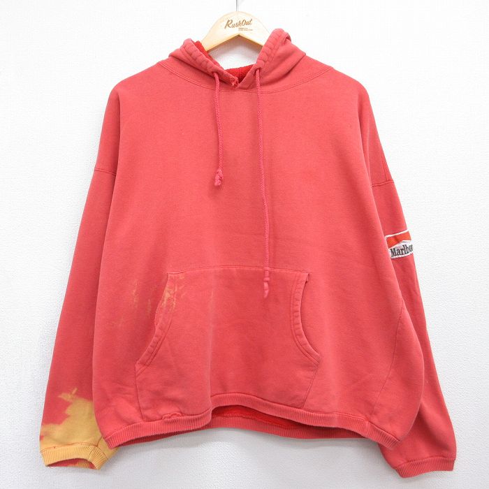 マルボロ 90s 長袖パーカー レッド メンズXL相当 | 古着