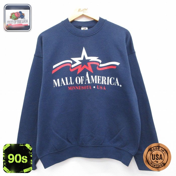 フルーツオブザルーム 90s 長袖スウェット MALL ネイビー メンズL相当 | 古着