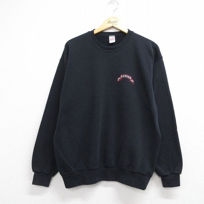 90s 長袖スウェット ミリタリー ブラック メンズL相当 | 古着