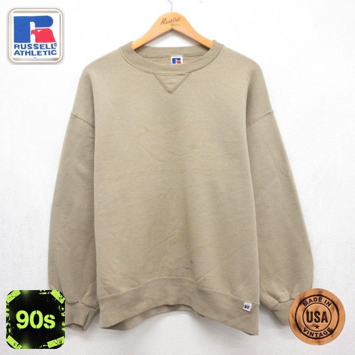 ラッセル 90s 長袖スウェット ベージュ メンズL相当 | 古着