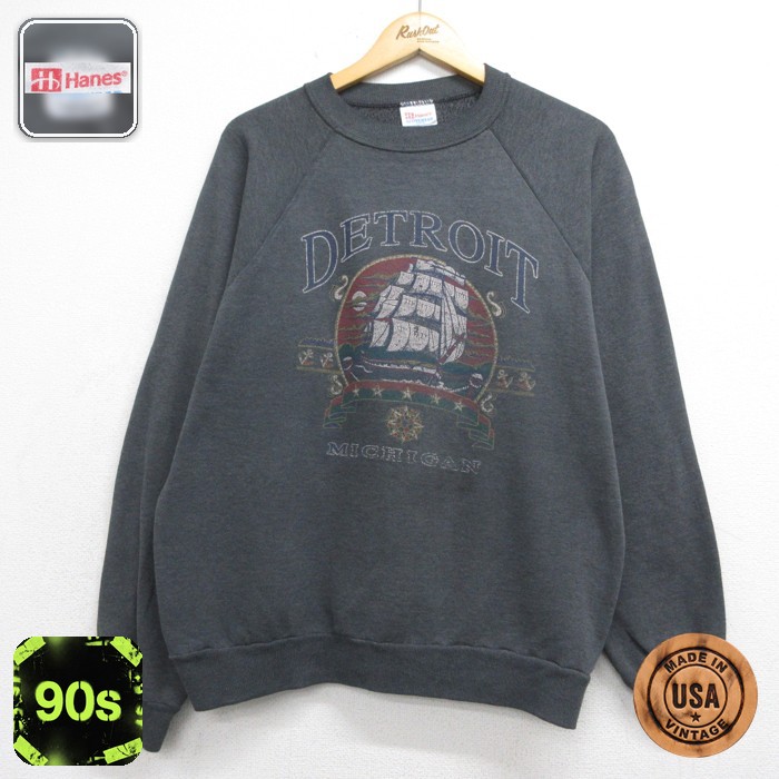 古着通販 L☆古着 ヘインズ Hanes 長袖 スウェット メンズ 90年代 90s