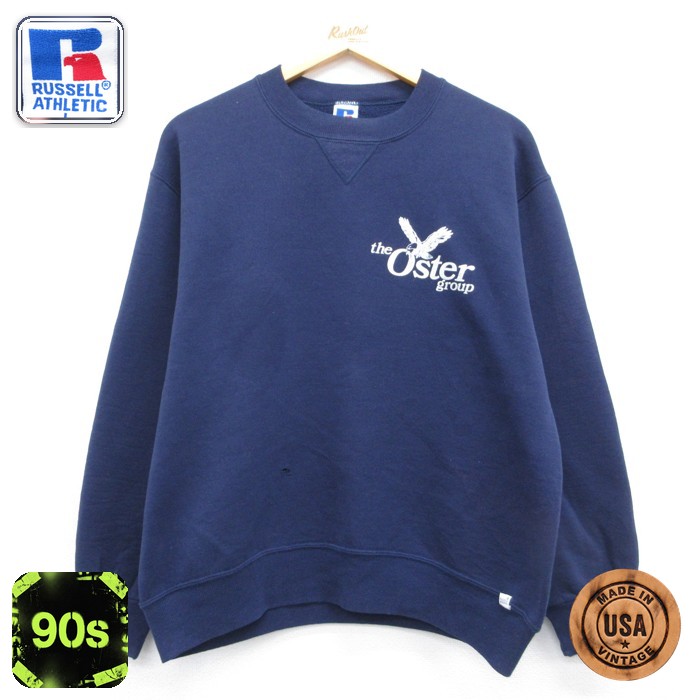 ラッセル 90s 長袖スウェット Oster グループ ネイビー メンズL相当 | 古着