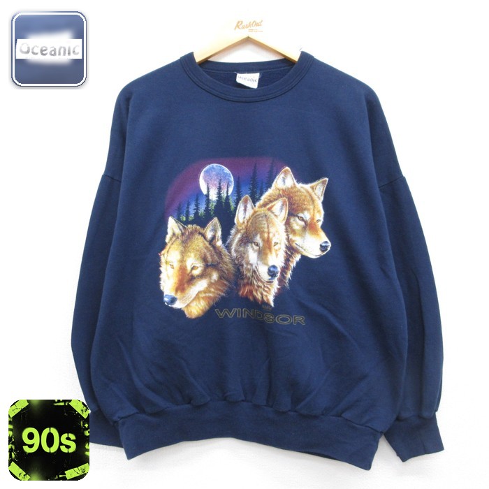 Oceanic 90s 長袖スウェット ネイビー メンズXL相当 | 古着