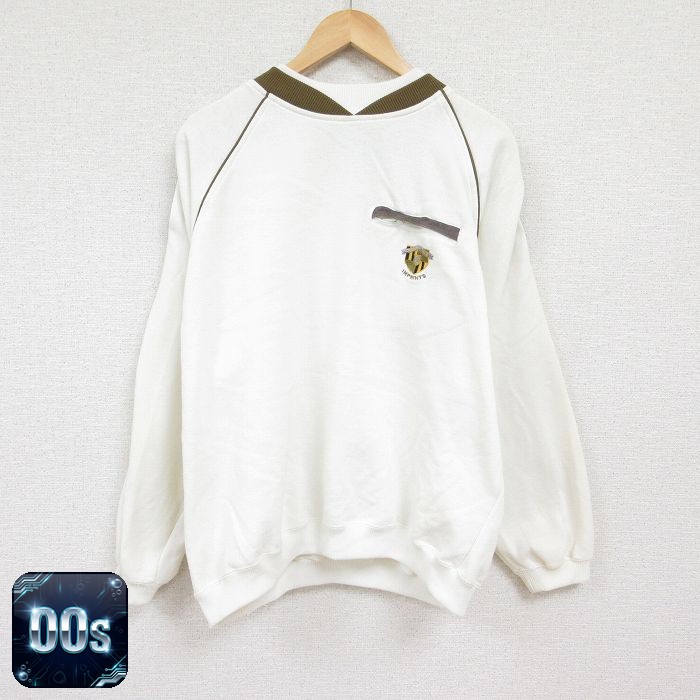 00s 長袖スウェット ワンポイントロゴ ホワイト XL | 古着
