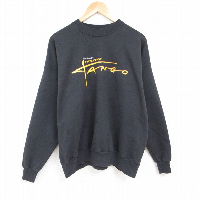 XL★古着 ヘインズ Hanes 長袖 スウェット メンズ 00年代 00s フォーエバータンゴ ルイスブラボ 大きいサイズ クルーネック 黒 ブラック 【spe】 23dec28 中古 スエット トレーナー トップス
