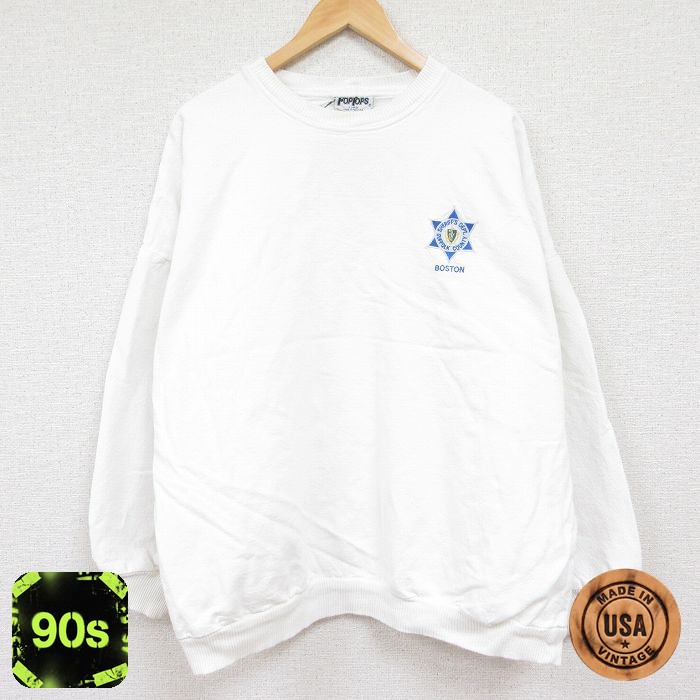 【50%OFF】90s 長袖スウェット SHERIFFS DEPT ホワイト XL | 古着