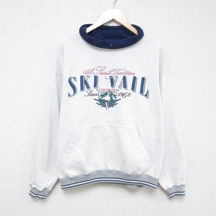 XL★古着 長袖 スウェット メンズ 90年代 90s ベイル スキー 大きいサイズ タートルネック ハイネック 白 ホワイト 24jan08 中古 スエット トレーナー トップス