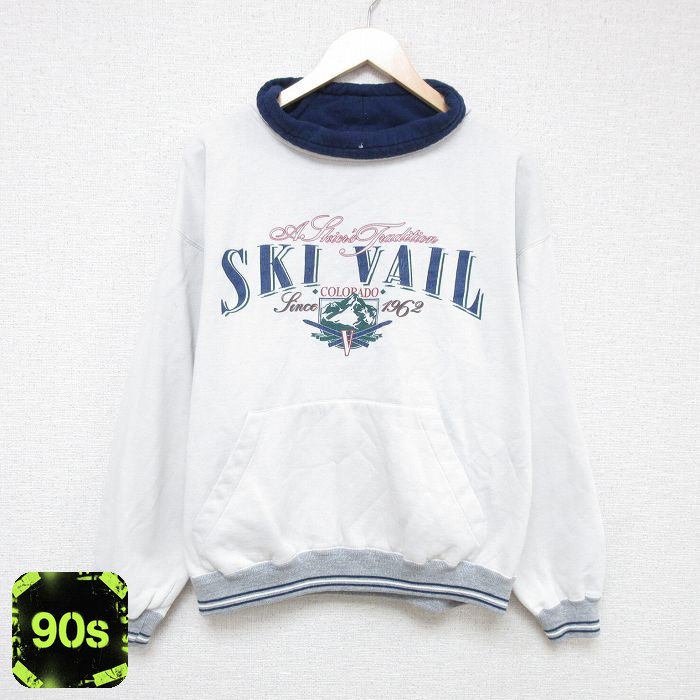 【50%OFF】ベイル 90s 長袖スウェット タートルネック ホワイト XL | 古着