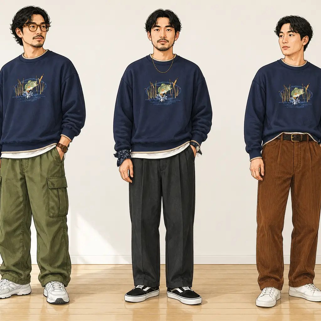古着通販 XL☆古着 長袖 スウェット メンズ 00年代 00s 魚 刺繍 大きい