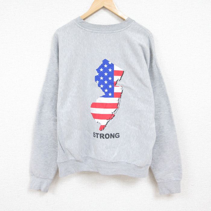 XL★古着 長袖 スウェット メンズ 00年代 00s ニュージャージー 大きいサイズ クルーネック グレー 霜降り 24jan10 中古 スエット トレーナー トップス