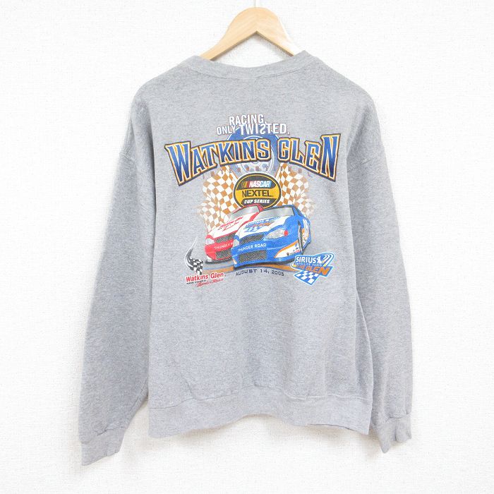 XL★古着 長袖 スウェット メンズ 00年代 00s レーシングカー ワイキンズグレン クルーネック USA製 グレー 霜降り 24jan10 中古 スエット トレーナー トップス