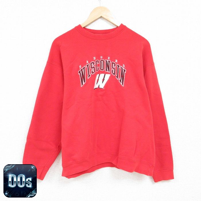 【50%OFF】00s 長袖スウェット ウィスコンシン レッド XL | 古着