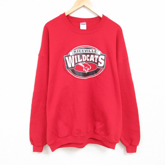 XL★古着 ジャージーズ 長袖 スウェット メンズ 00年代 00s リセビル 大きいサイズ クルーネック 赤 レッド 24jan15 中古 スエット トレーナー トップス