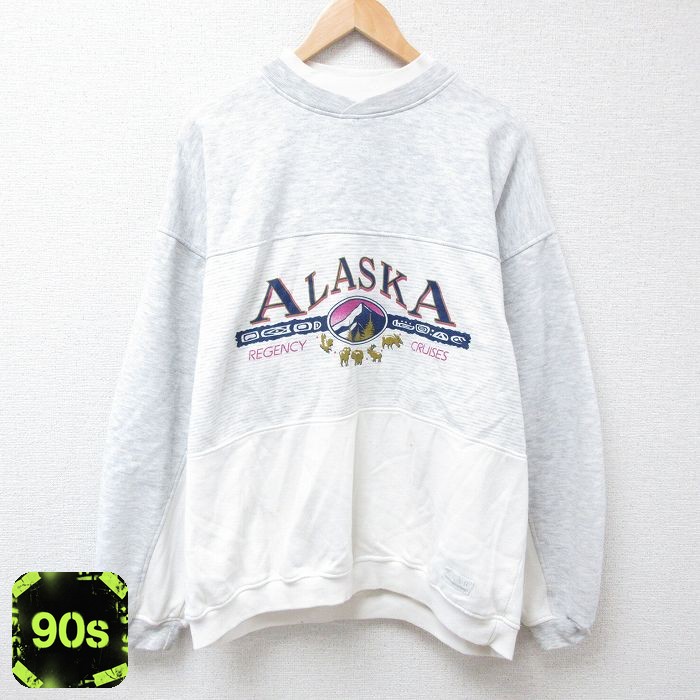 90s 長袖スウェット アラスカ ツートンカラー グレー メンズXL相当 | 古着