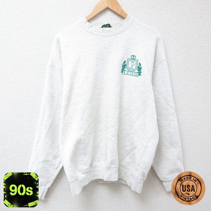 【50%OFF】IZOD 90s 長袖スウェット ワンポイントロゴ グレー メンズXL相当 | 古着