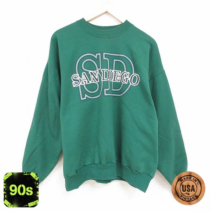 【50%OFF】ヘインズ 90s 長袖スウェット サンディエゴ グリーン XL | 古着