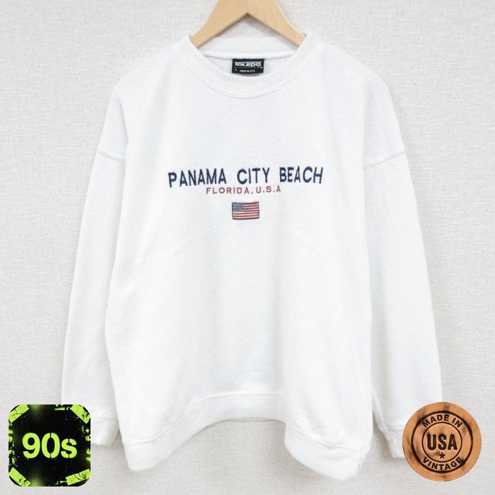 【50%OFF】90s 長袖トップス パナマシティービーチ ホワイト XL | 古着
