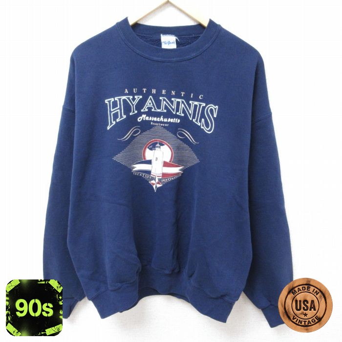 【50%OFF】90s 長袖スウェット 灯台 ネイビー XL | 古着