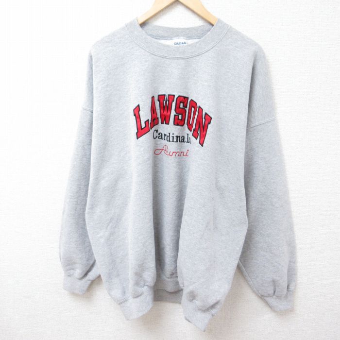 XL★古着 長袖 スウェット メンズ 00年代 00s ローソン カージナルス 刺繍 大きいサイズ クルーネック グレー 霜降り 24feb01 中古 スエット トレーナー トップス