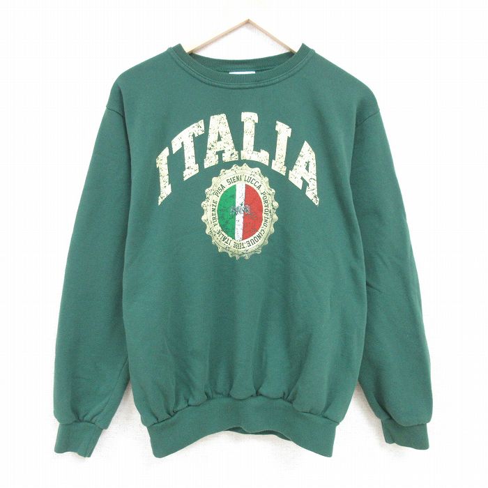 XL★古着 長袖 スウェット メンズ 90年代 90s トリコローレ 大きいサイズ クルーネック イタリア製 緑 グリーン 【spe】 24may11 中古 スエット トレーナー トップス