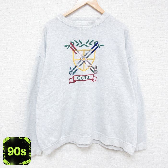 90s 長袖スウェット ゴルフ刺繍 グレー XL | 古着
