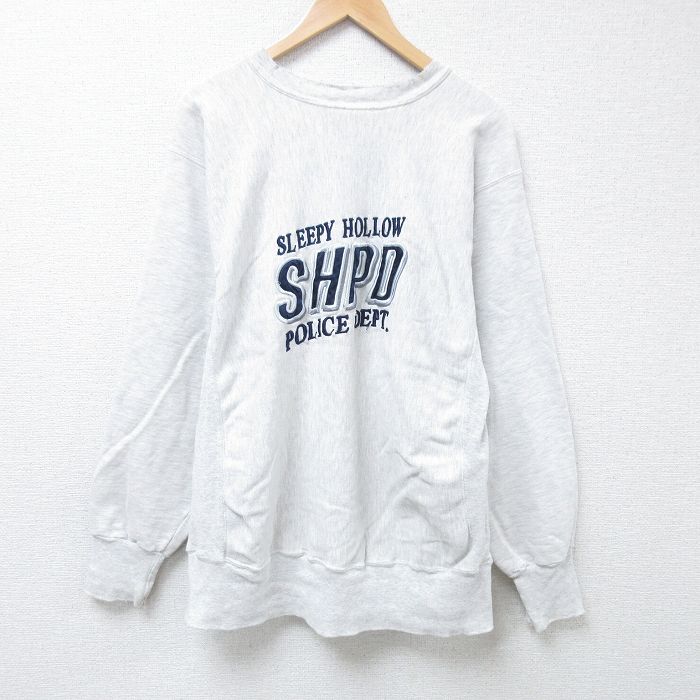 L★古着 長袖 スウェット メンズ 90年代 90s 警察署 刺繍 クルーネック USA製 薄グレー 霜降り 24may16 中古 スエット トレーナー トップス