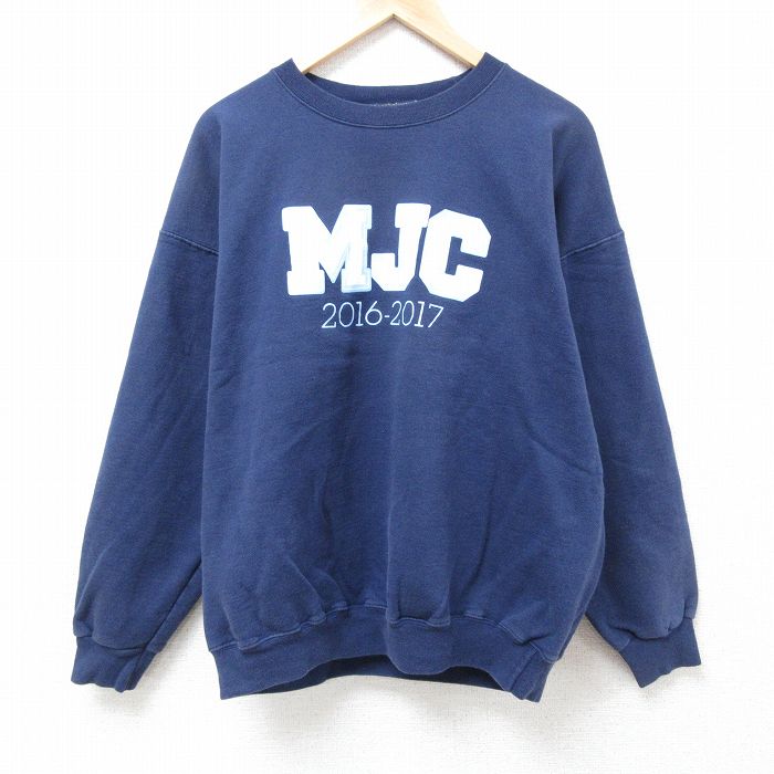【50%OFF】XL★古着 ヘインズ Hanes 長袖 スウェット メンズ 00年代 00s MJC 大きいサイズ クルーネック 紺 ネイビー 24may17 中古 スエット トレーナー トップス