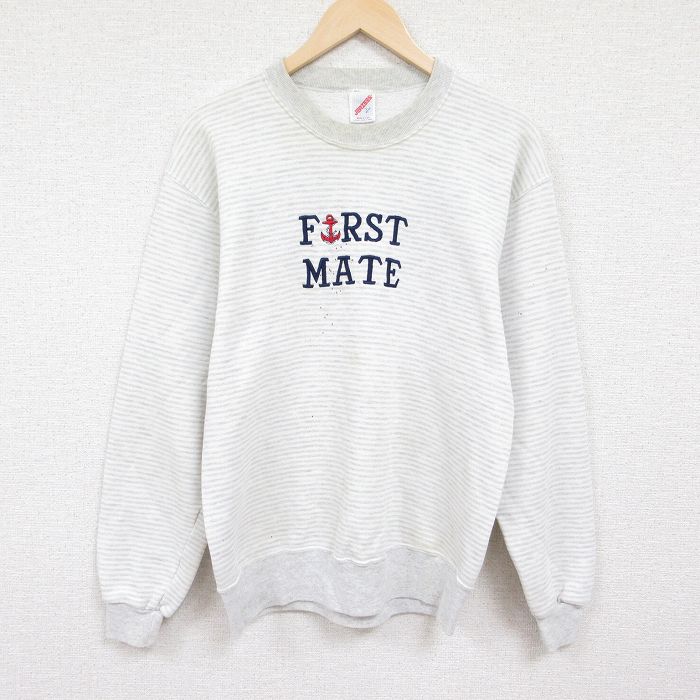 ジャージーズ 80s 長袖スウェット FIRST MATE グレーボーダー L | 古着