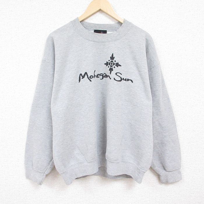 L★古着 長袖 スウェット メンズ 00年代 00s モヒガンサン クルーネック グレー 霜降り 24may20 中古 スエット トレーナー トップス