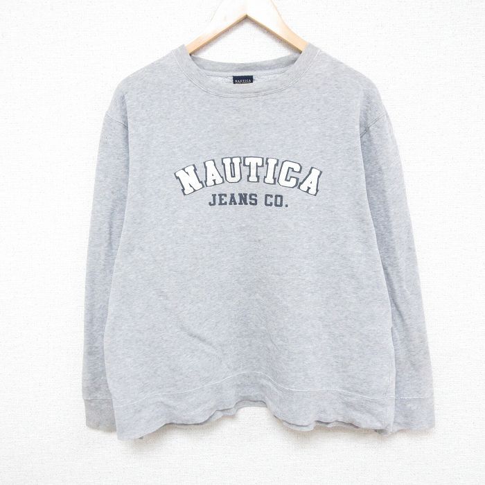 【50%OFF】ノーティカ スウェット ビッグロゴ グレー L | 古着