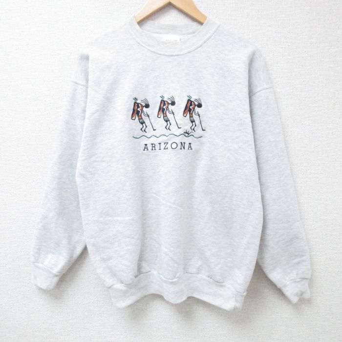 ヘインズ 00s 長袖スウェット ココペリ刺繍 グレー M | 古着